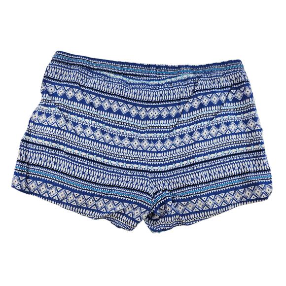 Old Navy Shorts Womens XL Blue White Geometric Boho Pull On Elastic Waist Beads - Picture 3 of 11